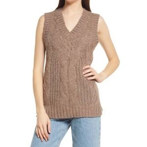 Vero Moda Sweater Vest XSmall Womens Tan Chunky Cable Knit Sleeveless